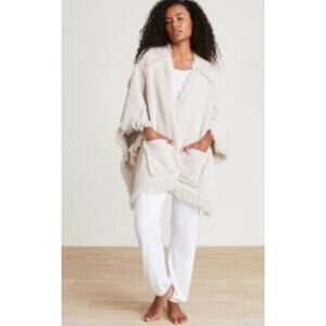 Barefoot DreamsCozyChic Fringe Poncho Stone Light Tan One Size